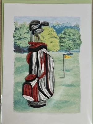 PAPYRUS PAPER QUILLING HANDMADE FATHER'S DAY CARD GOLFING GOLF COURSE FRAMEABLE - Image 1 of 4