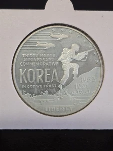 1991 Korea War Silver US Mint Commemorative Dollar - Picture 1 of 2