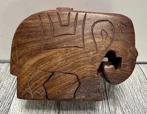 Holz Elefant Puzzle Schmuckschatulle Handarbeit Vintage Made in India - Elefantenliebhaber - Bild 1 von 9