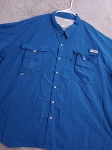 Columbia PFG Shirt Mens 5XL Bahama Blue Fishing Vented Utility Hiking Beach Boat - Picture 1 of 11