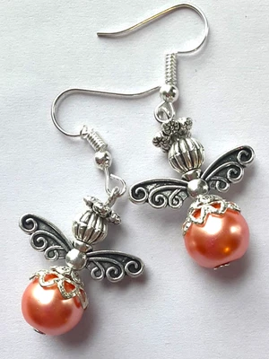 ANGEL WINGS LACY Naranja Vidrio Perla Hecho a Mano GANCHO DE PEZ #XAG Foto 1 de 4