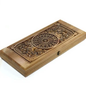 Handmade Wooden Backgammon Set "Levant" – 21.6 in Carved Walnut Board, Oriental - Picture 1 of 6