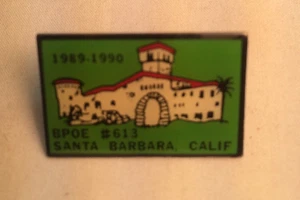 BPOE Elks Pin für SANTA BARBARA, CA, Lodge #613, 1989-1990, zeigt eine Mission - Bild 1 von 5
