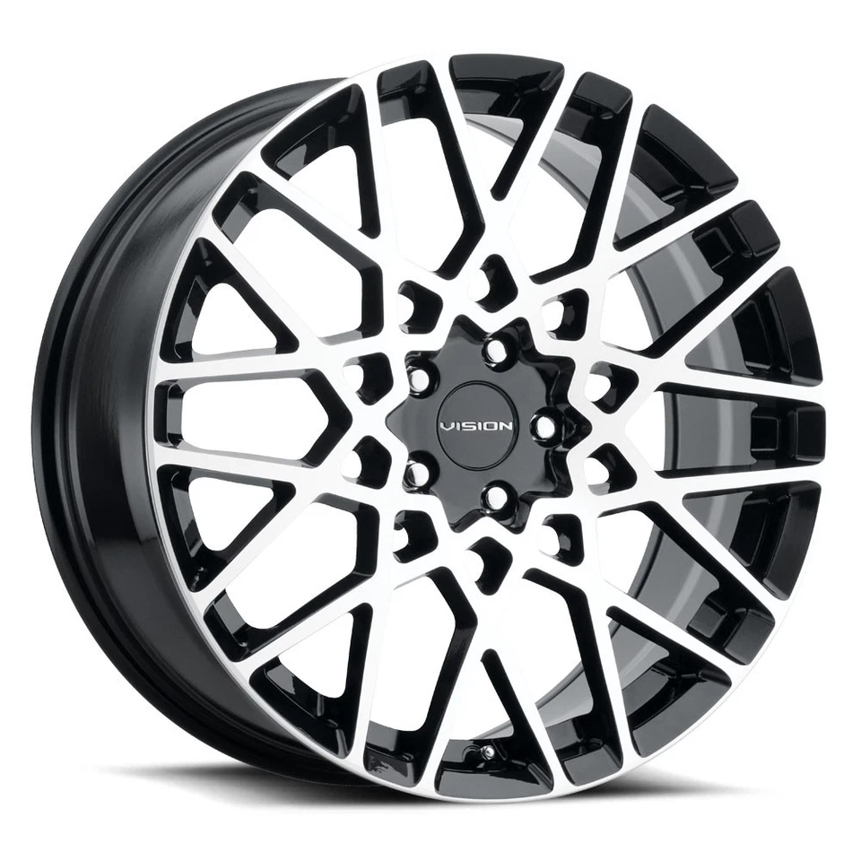 Vision Wheels 474 17x8 +38 Gloss Black Machined Face 5x112 (QTY 4) - Imagem 1 de 4