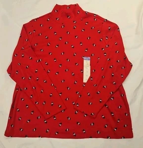 NWT Laura Scott Top Blouse Womans 2X Red Black Scottish Terrier Dog Mock Neck - Picture 1 of 8