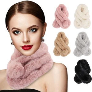 Thick Winter Faux Fur Plush Scarf Warm Collar Female Simple Soft Scarf Wraps - Picture 1 of 17