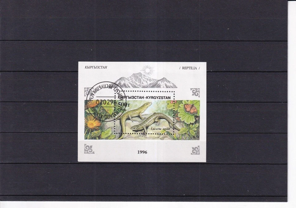 SA31e Kyrgyzstan 1996 Reptiles used minisheet. - Image 1 of 1