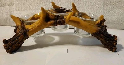 3 candelabros votivos de resina rústica con cuerno de ciervo decoración de cabaña Foto 1 de 4