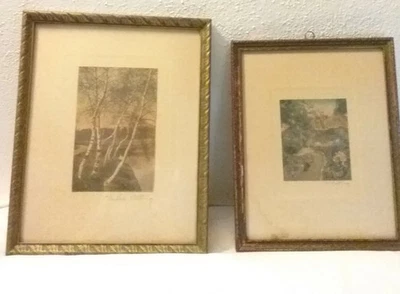2 Wallace Nutting Pencil Signed Prints - A Silent Shore and Larkspur Landscapes - Image 1 of 4