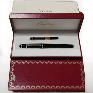Cartier Diabolo de Cartier Fountain Pen 18K Nib Black & Silver with Box  - Picture 1 of 24
