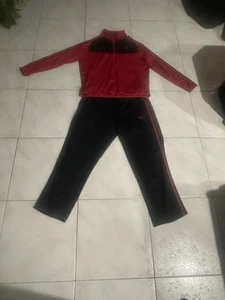Vintage Nike Track Suit Mens XL Black & Red Windbreaker 2 Piece Jacket Pants Set - Picture 1 of 24