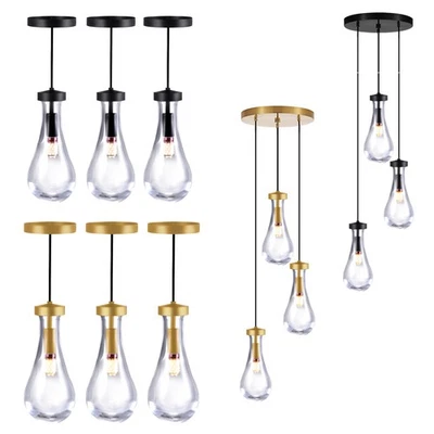 Globo colgante de cristal de lágrima de 3 luces regulable LED cristal colgante nuevo Foto 1 de 4