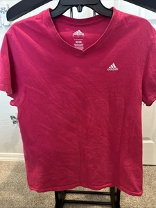 Vintage Adidas Baumwolle Damen rosa T-Shirt Gr. Large bestickt Y2K sportlich Frühling - Bild 1 von 6