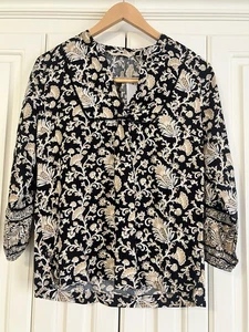 Weiche Umrandung Libson Blumen Adrian V-Ausschnitt Bauernbluse Größe XS Neu mit Etikett - Bild 1 von 9