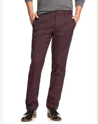 Calça Banana Republic Aiden Borgonha Slim Fit Frente Plana Vestido Calça Elástica 34X32 - Imagem 1 de 4