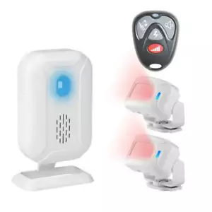 Wireless Welcome Chime PIR Motion Detector Alarm Bell 2 Motion Sensor w/ Remote - Picture 1 of 12
