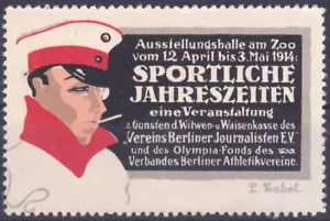DR Antike Vignette "Sportliche Jahreszeiten" Verein Berliner Journalisten 1914 - Bild 1 von 1