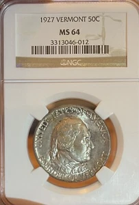 1927 NGC MS64 Vermont Commemorative Half Dollar - Picture 1 of 4