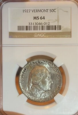 1927 NGC MS64 Vermont Commemorative Half Dollar - Image 1 of 4