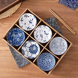 Tableware Ramen Bowl Ceramic Set of 6 - Porcelain Noodles Bowls Dinner Sets GIFT - Picture 1 of 4