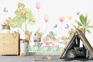 African Baby Animals Giraffe Kangaroo Koala Elephant Removable Wall Decal Sticke - Picture 1 of 5