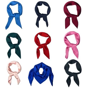 Square Satin silk Scarves Plain Neck Scarf 50s Retro Women Scarf Lightweight - Picture 1 of 15