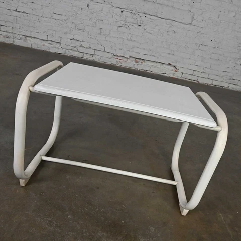 MCM Samsonite Outdoor Accent Table with White Steel Base & Werzalit Top Cover