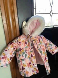 Carter's Winter Jacket Girls Woodland Animal Floral Leaf Fleece Lined 18M LN - Picture 1 of 3