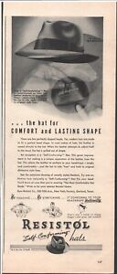 1947 Resistol Self-Conforming Hats Vintage Original Magazine Print Ad