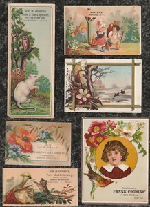 Lote 6 tarjetas comerciales victorianas Troy & Saratoga Springs NY Danvers & Salem MA - Imagen 1 de 6