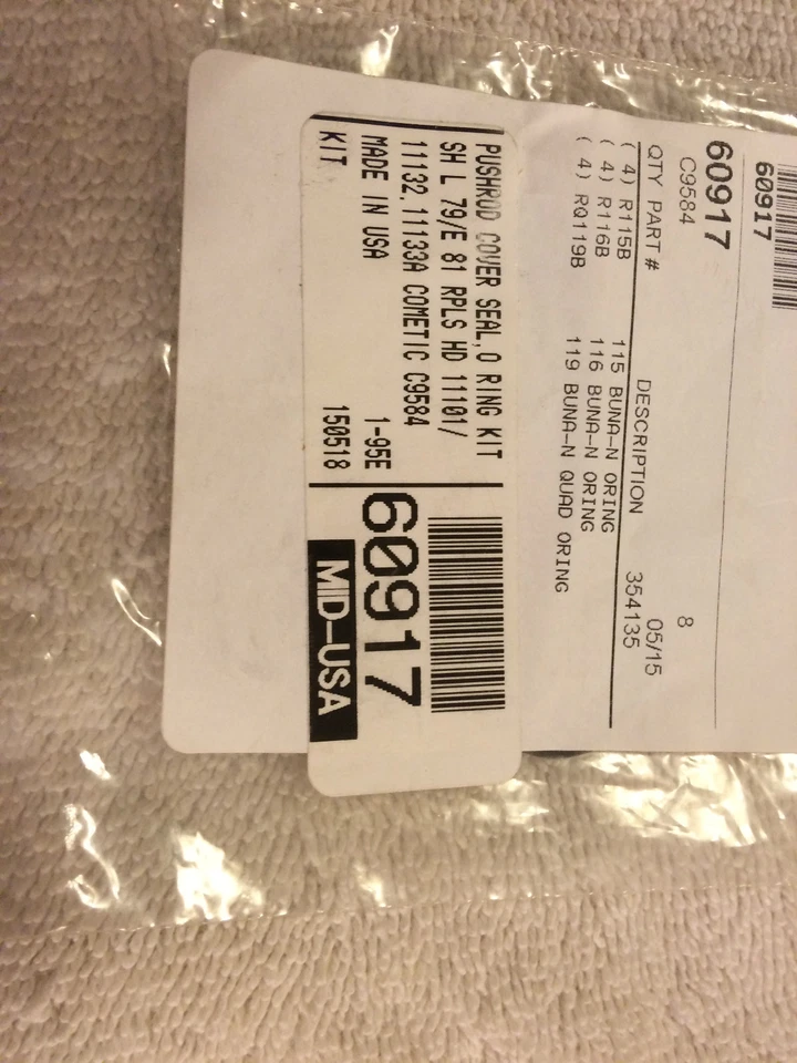 Kit de juntas tóricas de cubierta de varilla de empuje Harley Davidson cabeza de pala L 1979-E 1981 Foto 1 de 1