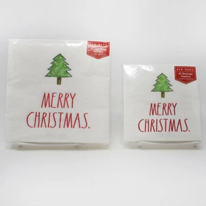 Rae Dunn Merry Christmas Tree Beverage Luncheon Paper Napkins 40 per pack New - Picture 1 of 8