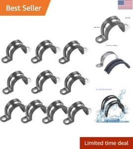 Premium 304 Stainless Steel U-Tube Strap Clamp Set of 10 for Pipe and Wire Fa... - Picture 1 of 9