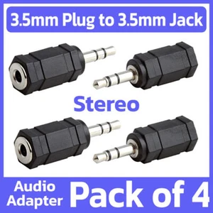 4 Pack 3.5mm Male Plug to 3.5mm Female Jack Stereo Audio Adapter AUX Port-Saver - Picture 1 of 4