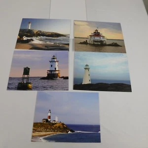 Lote de 5 tarjetas de notas de faro con sobres en blanco Montauk Point Conimicut MSAA - Imagen 1 de 12