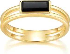 Gold Rings|Silver Rings| Black Onyx |14K Gold/White Gold Plated For Women| - Picture 1 of 5
