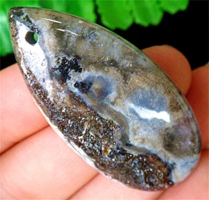 46x23x7mm Natural Old Ocean Jasper Reiki Stone Teardrop Pendant Bead BV69293 - Picture 1 of 3