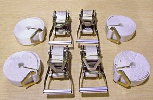 4 Ratchet Strap 1-3/4" D Ring 16' Flatbed Truck Trailer Tie Down Farm Cargo Semi - Picture 1 of 11