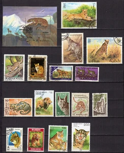les félins un lot de 15 timbres /TE5545 - Picture 1 of 1