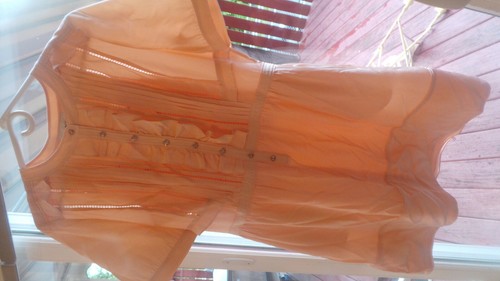 Abito donna Coach seta arruffato pesca elegante taglia 10 NUOVO CON ETICHETTE