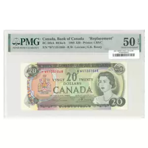 $20 1969 BC-50bA Lawson-Bouey Prefix WV PMG AU-50 - Picture 1 of 2