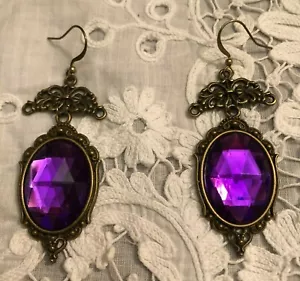 PENDIENTES LARGOS CHARLOTTE FILIGRANA ESTILO VICTORIANO PÚRPURA ORO OSCURO PL (BRONCE) CHD - Imagen 1 de 5