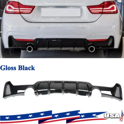 Gloss Black For 14-20 BMW 4 Series F32 F33 F36 M Sport Rear Diffuser Valance Lip - Image 1 of 4