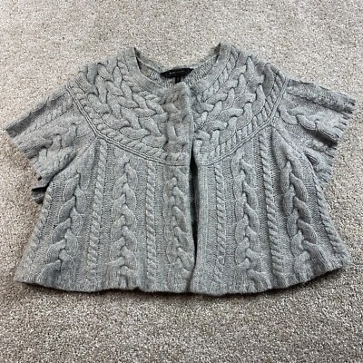 BCBG Max Azria Womens Cable Knit Wool Cropped Cardigan Sweater L Gray - Image 1 of 4