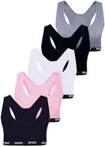 5 Girls Bustier X Back Cotton Sports Bra Kids Underwear Bra Training - Picture 1 of 36