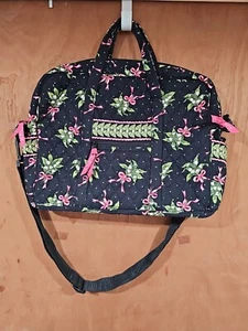 Vera Bradley Satchel Tote Black w/Colorful Flowers - Picture 1 of 13