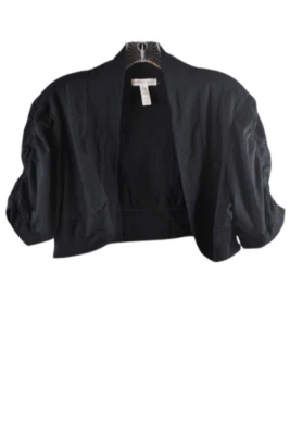 Blazer Ambiance Apparel negro para mujer recortado ligero frente abierto 1X 055 Foto 1 de 4