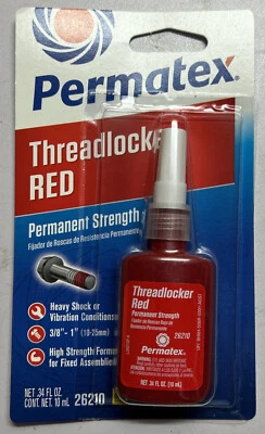 Tubo rojo Threadlocker de fuerza permanente Permatex 26210 - 10 ml Foto 1 de 4