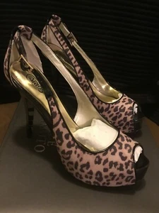 Leopard Animal Print Upper, Black heels, Peep Toe,  7.5, NEW  - Picture 1 of 11