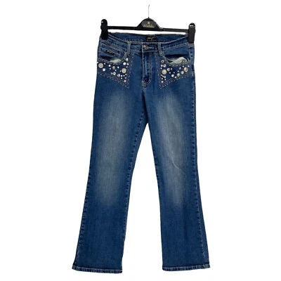 Paco Jeans Juniors Jean Pantalones Azul Bordado Monedas Bolsillos Talla 9 Foto 1 de 4